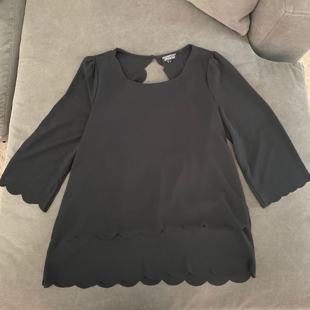 Papermoon 3/4 Sleeve Scallop Detail Blouse